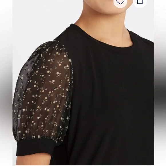 Cece Sportswear Floral Puff Sleeve Knit Top - Picture 4 of 4